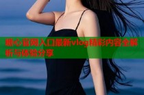 糖心官网入口最新vlog精彩内容全解析与体验分享